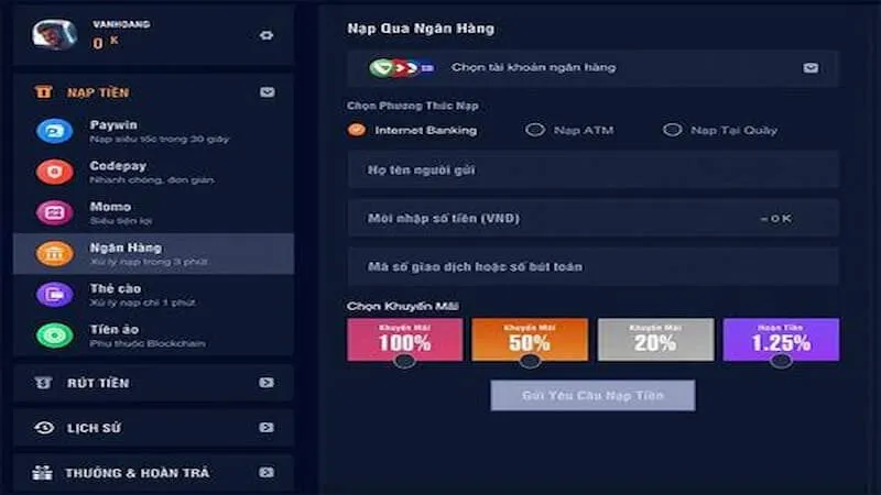 Các phương thức nạp tiền 88VN